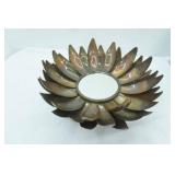 Bronze Metal Flower Lotus Mirror 16" diameter