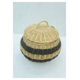Round Wicker Basket w/Lid 15" tall 14" wide