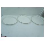 NEW 3 Oval White Metal Serving Trays 20.5" long by 15.5"wide