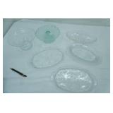 Vintage Aqua Green Pressed Glass Pedestal Cake Stand, Vintage Anchor Hocking Renaissance and more