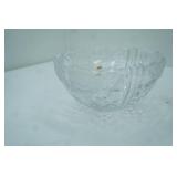 Anna Hutte Bleikristall 24% Lead Crystal Serving Bowl w/Frosted Rose Design