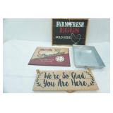 Farm Fresh Eggs Sign, Laundry Wall Decor, Galvanized Metal Tray, Wooden Wall Decor