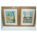 Original Foil Art Prints. Canadian Geese & Ducks. 13.5"x16.5" each