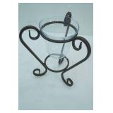 Metal and Glass Hurricane Candle Holder 10.25" tall