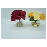 2ct Artificial Flower Arrangements in Epoxy. Yellow Roses & Red Roses