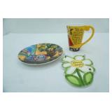 Collectible Ceramic Pieces. Hallmark Mug, Vista Serena Plate, Celebrate Today Wall Decor