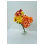 Artificial Flower Arrangement and Clear Glass Vase