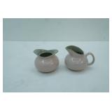 Vintage Harkenware Ceramic Speckled Pink & Gray Cream and Sugar