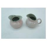 Vintage Harkenware Ceramic Speckled Pink & Gray Cream and Sugar