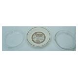 Cheesecake Ceramic Pie Plate and 2 clear glass pie plates