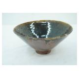 Jizhou ware "oil drip" or "tortoiseshell" glazed tea bowl. 9.5" diameter by 4.5" tall