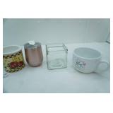 Stainless Steel Coffee Mugs, Appetizer Cooling Dish, Clear Glass Vase, Clear Glass Candle Holder and more