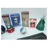 Christmas Decor Lot: Glass Mosaic Candle Holders, Hallmark Ornament, Placemats, Ceramic Plates, Polar Express Ornament & More