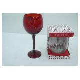 NEW Valentine Day Wine Glasses, Red Glass Stemmed Wine Glass 32 oz Wine Tumbler