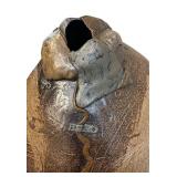 LL - Exquisite 26 in Handcrafted Bronze-Glazed Vase with Textured Surface & Metal Neck Accents