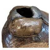 LL - Exquisite 26 in Handcrafted Bronze-Glazed Vase with Textured Surface & Metal Neck Accents