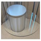 MB - Vintage CBF by Pierre Two-Tier Glass Accent Table, Brushed Metal Base