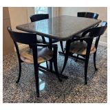 K - Vintage Granite Dining Table & 4 Lyre Series Chairs