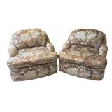 MB - Pair of Vintage Marge Carson Swivel Lounge Chairs & Ottoman