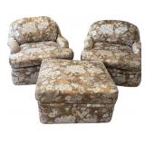 MB - Pair of Vintage Marge Carson Swivel Lounge Chairs & Ottoman