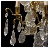 B - Pair of Crystal  Wall Sconces- Brass/Gilt Finish, Hanging Crystals