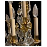 B - Pair of Crystal  Wall Sconces- Brass/Gilt Finish, Hanging Crystals