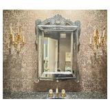 B - Pair of Crystal  Wall Sconces- Brass/Gilt Finish, Hanging Crystals