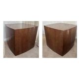 LR - Pair of Custom Vintage Taupe Birds Eye Maple End Tables