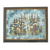 MB - Harbor Cityscape Print - Mid-Century