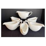 LR - Six Crate & Barrel Porcelain Gravy Boats