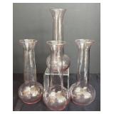 LR - Four Pretty Pink Glass Vases