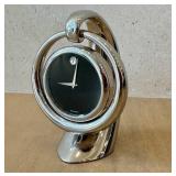 K - Silver Chrome Ring Movado Desk Clock