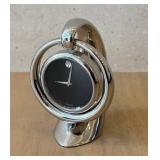 K - Silver Chrome Ring Movado Desk Clock