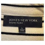 MB - Jones New York Signature Striped Zip-Front Knit Cardigan - Size Large