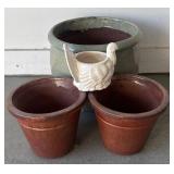 G - Planter Pots with White Swan Vase