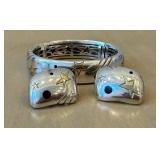 Michael Bondanza 18K & Sterling Silver Bracelet and Earrings w/ Black Onyx Inlay