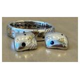 Michael Bondanza 18K & Sterling Silver Bracelet and Earrings w/ Black Onyx Inlay