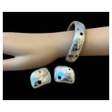 Michael Bondanza 18K & Sterling Silver Bracelet and Earrings w/ Black Onyx Inlay