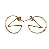 Pair of 14K Gold Geometric Hoop Earrings