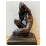 K - Bronze Nude Kneeling Female Sculpture