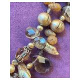 SAKI 925 Sterling Silver Necklace - Abalone Beads & Crystals