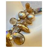 SAKI 925 Sterling Silver Necklace - Abalone Beads & Crystals