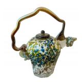 K - Paul Allen Counts Handblown Art Glass Teapot Sculpture - Signed