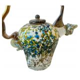K - Paul Allen Counts Handblown Art Glass Teapot Sculpture - Signed