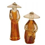 DR - Pair of Vintage R. Anatra Murano Glass Asian Figurines Pair / Renato Anatra Art Glass Asian Figurines