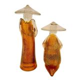 DR - Pair of Vintage R. Anatra Murano Glass Asian Figurines Pair / Renato Anatra Art Glass Asian Figurines