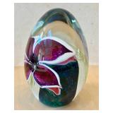 DR - Handblown Art Glass Paperweight - Signed & Dated Lampwork Orchid