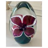 DR - Handblown Art Glass Paperweight - Signed & Dated Lampwork Orchid