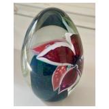 DR - Handblown Art Glass Paperweight - Signed & Dated Lampwork Orchid