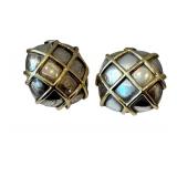 Vintage Italian 18K Gold & Sterling Silver Two-Tone Earrings - Post Back